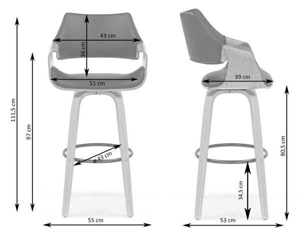 Designová barová židle NENET - dub / černá