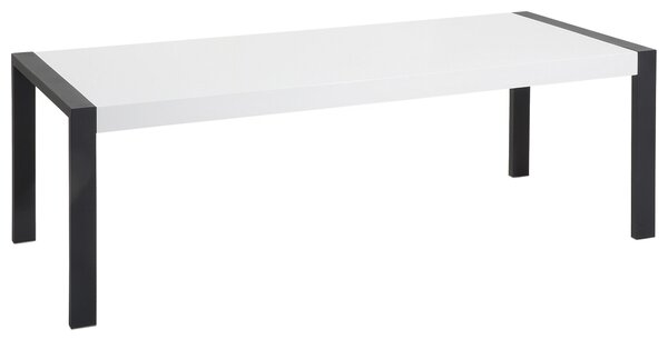 Luxusní bílý stůl 220 x 90 cm s černými nohami ARCTIC I