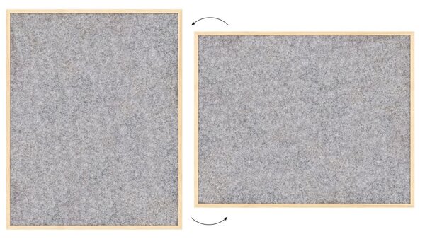Textilní (plstěná) tabule 100 × 80 cm, světlé šedá, v lakovaném dřevěném rámu, TFLIGHTG108G