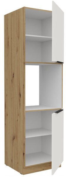 Kuchyňská skříň na vestavnou troubu LUNARA - šířka 60 cm, bílá / dub artisan