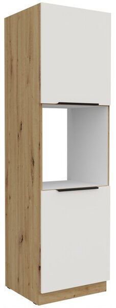 Kuchyňská skříň na vestavnou troubu LUNARA - šířka 60 cm, bílá / dub artisan