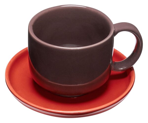 Šálek s podšálkem Amare Burgundy/Red 200 ml