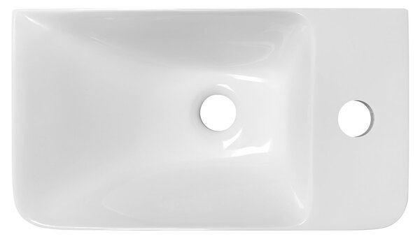 Sapho Sapho, ZORBA umyvátko 40x22cm, litý mramor, baterie vpravo, bílá, ZB402