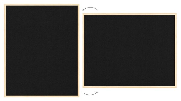 Textilní (plstěná) tabule 100 × 80 cm, černá, v lakovaném dřevěném rámu, TFBLACK108BK
