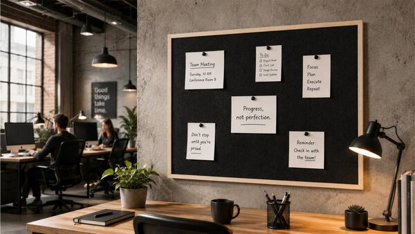 Textilní (plstěná) tabule 100 × 80 cm, černá, v lakovaném dřevěném rámu, TFBLACK108BK
