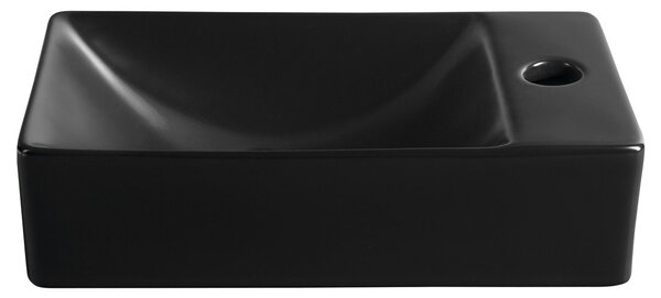 Sapho Sapho, MARGITHA keramické umyvadlo 38x22cm, otvor pro baterii vpravo, černá mat, MGT3822B