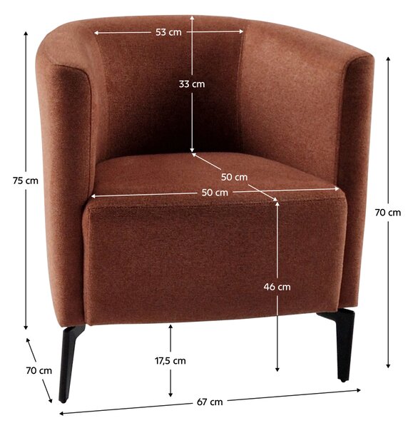 KONDELA Designové křeslo, terakota/černá, KAPY