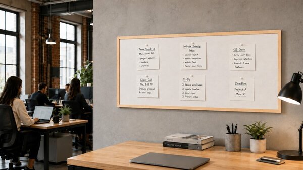 Textilní (plstěná) tabule 100 × 40 cm, bílá, v lakovaném dřevěném rámu, TFWHITE104W