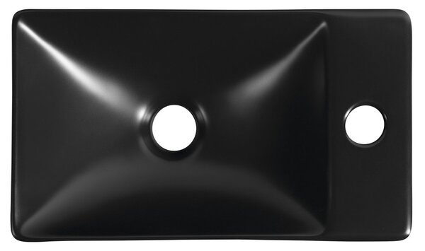 Sapho Sapho, MARGITHA keramické umyvadlo 38x22cm, otvor pro baterii vpravo, černá mat, MGT3822B