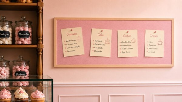 Textilní (plstěná) tabule 100 × 40 cm, růžová, v lakovaném dřevěném rámu, TFPINK104P
