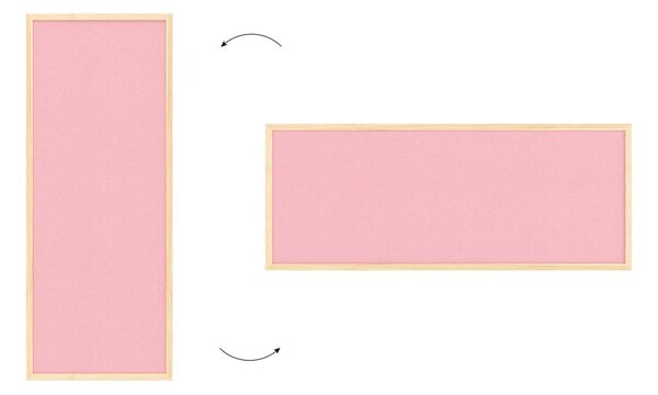 Textilní (plstěná) tabule 100 × 40 cm, růžová, v lakovaném dřevěném rámu, TFPINK104P