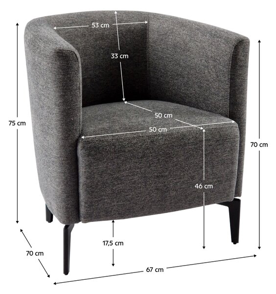 KONDELA Designové křeslo, šedá/černá, KAPY