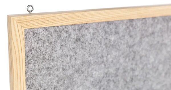 Textilní (plstěná) tabule 100 × 40 cm, světle šedá, v lakovaném dřevěném rámu, TFLIGHTG104G