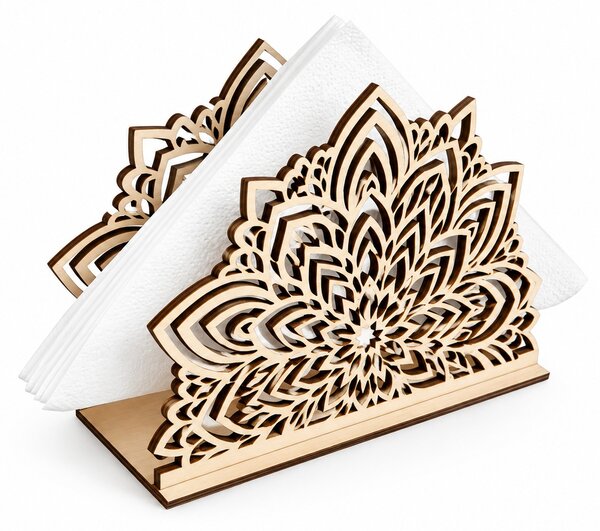 Dřevěný stojánek na ubrousky Mandala | Ruční výroba