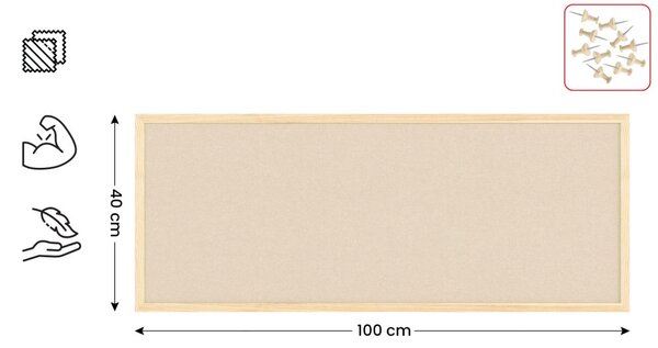 Textilní (plstěná) tabule 100 × 40 cm, camel, v lakovaném dřevěném rámu, TFCAMEL104C