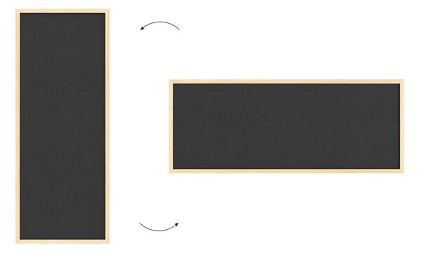 Textilní (plstěná) tabule 100 × 40 cm, šedá, v lakovaném dřevěném rámu, TFGREY104G