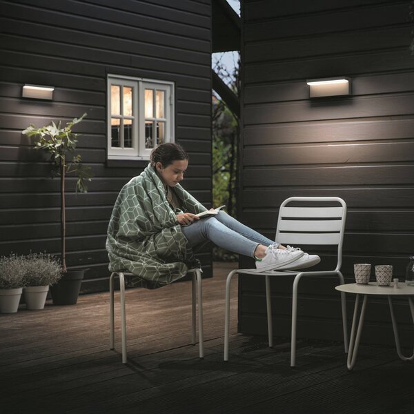 Philips LED venkovní nástěnné svítidlo Bustan, balení po 2 kusech, 700 K, Černá, Hliník, Moderní, Nástěnné svítidlo