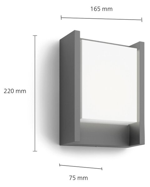 Philips LED venkovní nástěnné svítidlo Arbour UE, sada 2 ks, 700 K, Černá, Hliník, Moderní