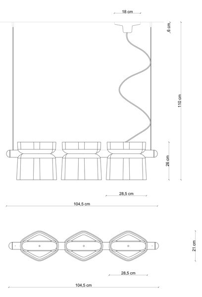 Ferroluce Závěsné svítidlo YAKITORI, d. 104,5 cm, 3xE27 Barva: Šedá-modrá