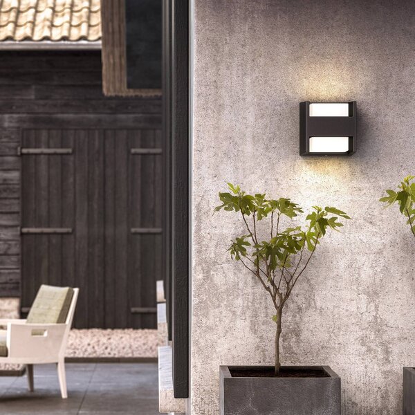 Philips LED venkovní nástěnné svítidlo Arbour UE, sada 2 ks, 2-ramenné, 2700 K, Černá, Hliník, Moderní