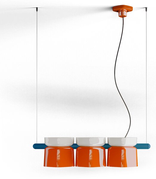 Ferroluce Závěsné svítidlo YAKITORI, d. 104,5 cm, 3xE27 Barva: Šedá-modrá