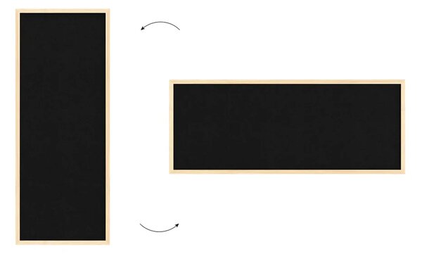 Textilní (plstěná) tabule 100 × 40 cm, černá, v lakovaném dřevěném rámu, TFBLACK104BK