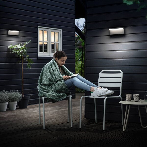 Philips LED venkovní nástěnné svítidlo Bustan UE, balení po 2 ks, 700 K, Černá, Hliník, Moderní, Nástěnné svítidlo