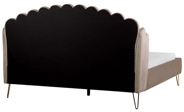 Postel Umělý samet AMBILLOU 180 x 200 cm Taupe