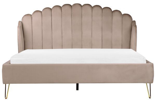 Postel Umělý samet AMBILLOU 180 x 200 cm Taupe