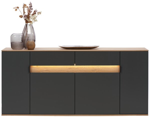 ŠIROKÁ KOMODA, antracitová, barvy dubu, 180,6/82/42 cm Dieter Knoll - Komody z masivu