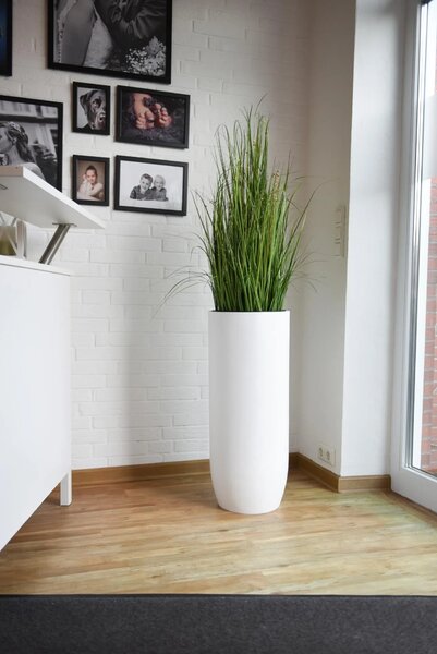 Květináč SOLERIO, výška 80 cm, sklolaminát, bílá