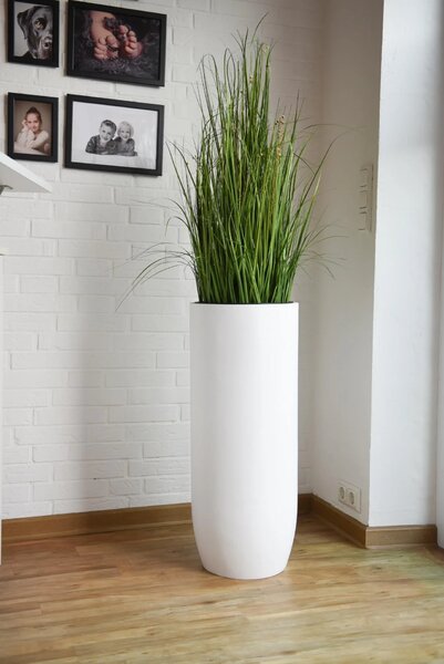 Květináč SOLERIO, výška 80 cm, sklolaminát, bílá