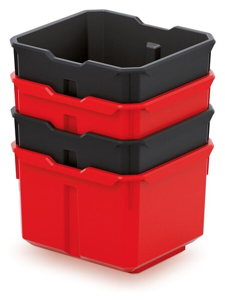 Prosperplast Sada úložných boxů 4 ks XEBLOCCK 15,7 x 14 x 21 cm černo-červená