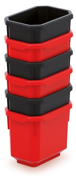 Prosperplast Sada úložných boxů 6 ks TITANIO 11 x 7,5 x 26,3 cm černo-červená