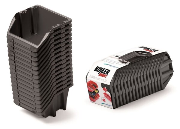 Prosperplast Sada úložných boxů 16 ks BENER 23,4 x 7,7 x 9,2 cm černá