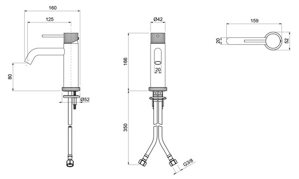 Sapho Sapho, ULTRASAN stojánková umyvadlová baterie bez výpusti, černá matná/chrom, UT002VBC