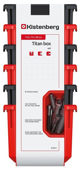 Prosperplast Sada úložných boxů 6 ks TITANIO 11 x 7,5 x 26,3 cm černo-červená