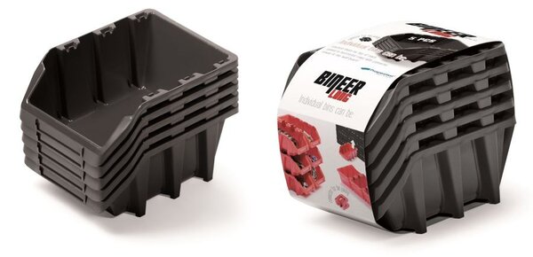 Prosperplast Sada úložných boxů 5 ks BENER 19,8 x 11,8 x 15,5 cm černá