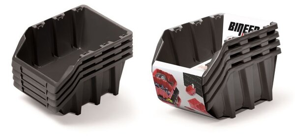 Prosperplast Sada úložných boxů 4 ks BENER 29,5 x 19,8 x 19,5 cm černá