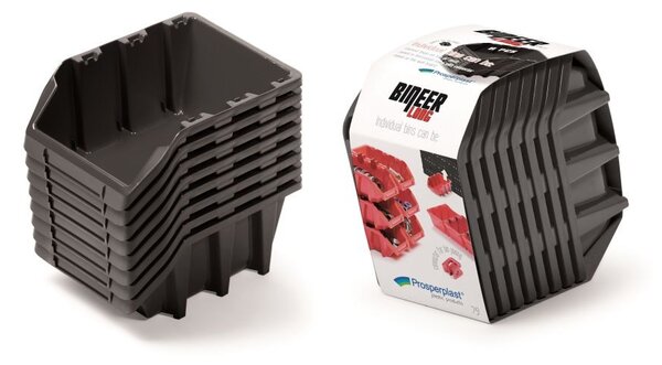 Prosperplast Sada úložných boxů 8 ks BENER 16 x 9,8 x 16 cm černá