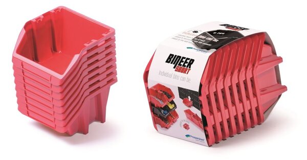 Prosperplast Sada úložných boxů 8 ks BENER 20,6 x 11,8 x 14,4 cm červená