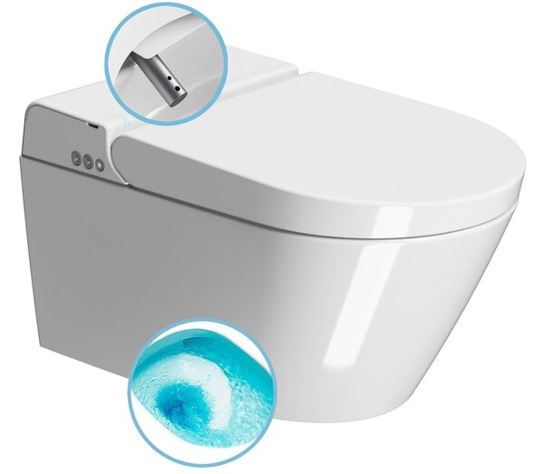 GSI GSI, WCLEAN závěsné WC Swirlflush s integrovaným elektronickým bidetem, bílá ExtraGlaze, 7418K11
