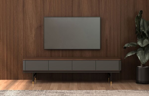 -25 % Dny MOMENTI– Šedý lakovaný TV stolek Angel Cerdá No. 3265, 200 x 45 cm