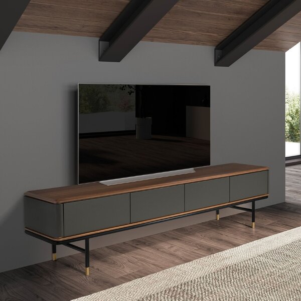 -25 % Dny MOMENTI– Šedý lakovaný TV stolek Angel Cerdá No. 3265, 200 x 45 cm