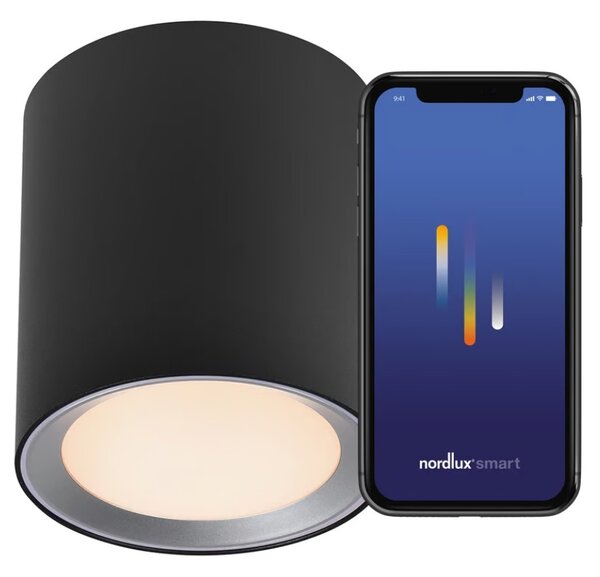 Nordlux Černé kovové stropní LED světlo Landon Smart 12,5 cm