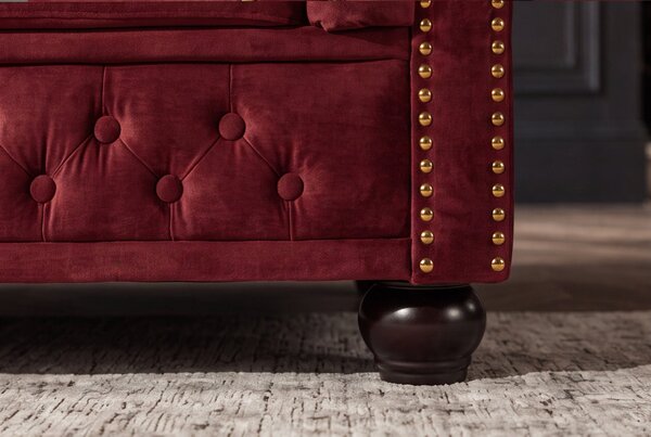 Pohovka CHESTERFIELD 3M 205 CM červená samet Nábytek | Obývací pokoj | Sedací soupravy a pohovky | Pohovky | Pevné