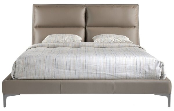 -25 % Dny MOMENTI– Šedobéžová koženková dvoulůžková postel Angel Cerdá No. 7014, 160 x 200 cm
