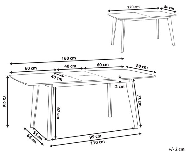 Rozkládací jídelní stůl SANFORD Bílá 120/160 cm 80 cm