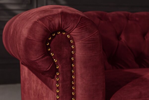Pohovka CHESTERFIELD 3M 205 CM červená samet Nábytek | Obývací pokoj | Sedací soupravy a pohovky | Pohovky | Pevné