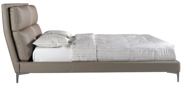 -25 % Dny MOMENTI– Šedobéžová koženková dvoulůžková postel Angel Cerdá No. 7014, 160 x 200 cm